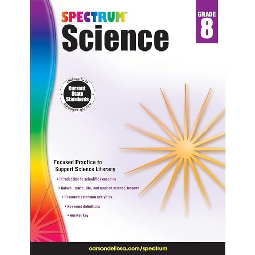 Stock image for Spectrum 8th Grade Science Workbook "Grade 8 State Standards, Physical, Life, Earth and Space Science, Research Activities With Answer Key for Homeschool or Classroom (176 pgs) for sale by HPB-Red