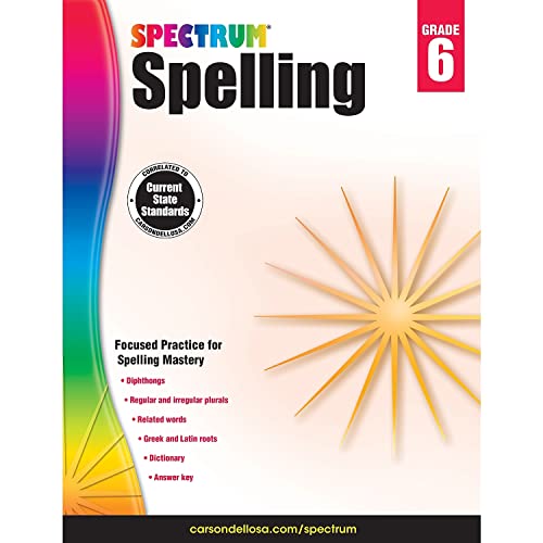 Stock image for Spectrum 6th Grade Spelling Workbook-State Standards for Focused Spelling Practice with Dictionary and Answer Key for Homeschool or Classroom (184 pgs) for sale by SecondSale