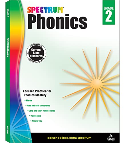 Stock image for Spectrum Phonics Grade 2 Workbook, Blends, Consonants, Vowel Sounds and Pairs, Letters, Words, and Sentence Writing Practice, Classroom or Homeschool Curriculum (Volume 52) for sale by GoodwillNI