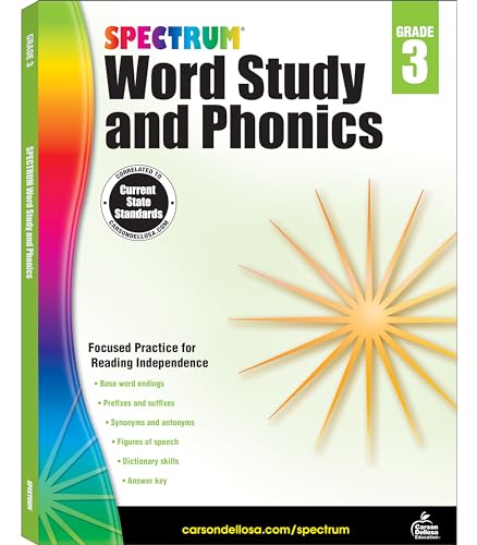 Beispielbild fr Spectrum Word Study 3rd Grade Workbook, Ages 8 to 9, Grade 3 Word Study, Phonics, Blends and Diagraphs, Vocabulary Builder, Dictionary Skills, Synonyms and Antonyms - 168 Pages (Volume 82) zum Verkauf von BooksRun