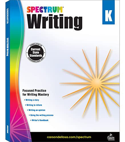 Stock image for Spectrum Kindergarten Writing Workbook-Grade K State Standards, Focused Writing and Grammar Practice With Writer's Handbook and Answer Key for Homeschool or Classroom (128 pgs) for sale by SecondSale