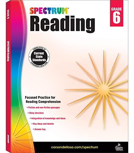 Stock image for Spectrum Reading Comprehension Grade 6, Ages 11 to 12, 6th Grade Reading Comprehension Workbooks, Nonfiction and Fiction Passages, Analyzing Story Structure, and Critical Thinking Skills - 174 Pages for sale by Giant Giant