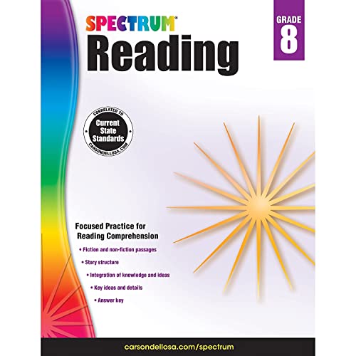 Stock image for Spectrum Reading Comprehension Grade 8, Ages 13 to 14, 8th Grade Workbooks, Nonfiction and Fiction Passages, Analyzing and Summarizing Story Structure . Clues and Citations - 160 Pages (Volume 61) for sale by Blindpig Books