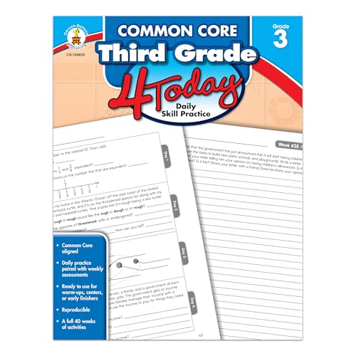 Imagen de archivo de Carson Dellosa | Common Core Third Grade 4 Today Workbook | 3rd Grade, 96pgs (Common Core 4 Today) a la venta por BooksRun