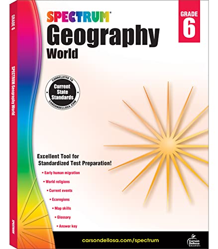 Stock image for Spectrum Grade 6 Geography Workbook "6th Grade State Standards for Current Events, World Religions, Migration History With Answer Key for Classroom or Homeschool (128 pgs) for sale by HPB-Diamond