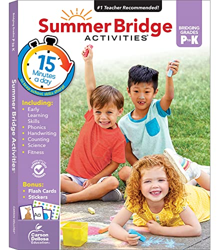 Stock image for Summer Bridge Activities PreK-K Workbooks, Ages 4-5, Math, Phonics, Handwriting, Science, Summer Learning Kindergarten Workbooks With Flash Cards (160 pgs) for sale by Your Online Bookstore