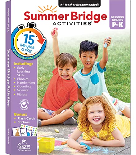 Stock image for Summer Bridge Activities PreK-K Workbooks, Ages 4-5, Math, Phonics, Handwriting, Science, Summer Learning Kindergarten Workbooks With Flash Cards (160 pgs) for sale by Gulf Coast Books