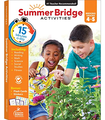 9781483815848: Summer Bridge Activities 4th to 5th Grade Workbook, Math, Reading Comprehension, Writing, Science, Social Studies, Fitness Summer Learning Activities, 5th Grade Workbooks All Subjects With Flash Cards