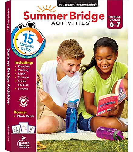 9781483815862: Summer Bridge Activities 6th to 7th Grade Workbooks, Math, Reading Comprehension, Writing, Science, Social Studies, Fitness Summer Learning, 7th Grade Workbooks All Subjects With Flash Cards