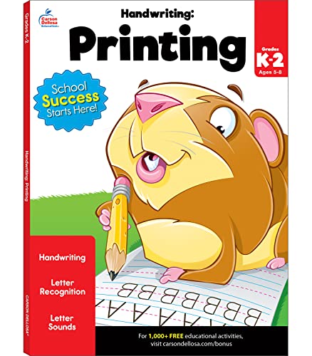 Stock image for Carson Dellosa Handwriting: Printing Workbook?Kindergarten-2nd Grade Writing Practice, Letter Tracing and Sounds, Word and Sentence Formation (80 pgs) (Brighter Child: Grades K-2) for sale by Gulf Coast Books