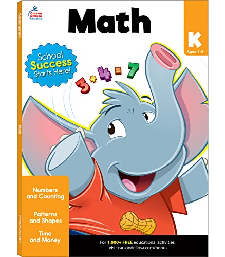 Imagen de archivo de Carson Dellosa Math Workbook?Basic Concepts for Kindergarten Math, Numbers, Counting, Patterns, Shapes, Time, Money, Classroom or Homeschool Curriculum (80 pgs) (Brighter Child: Grades K) a la venta por Orion Tech