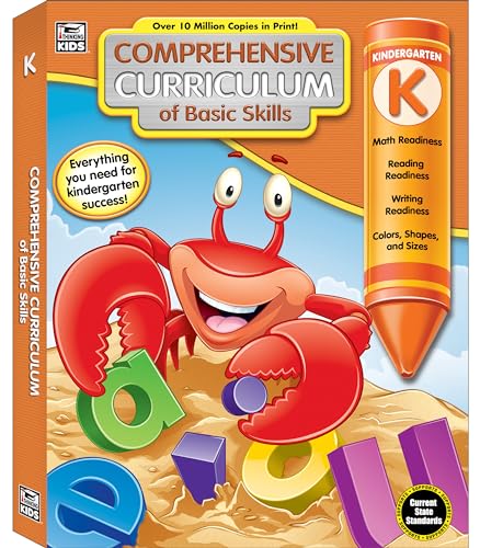 Stock image for Comprehensive Curriculum of Basic Skills Kindergarten Workbook, Math, Reading, Writing, Alphabet, Colors, Shapes, Patterns, Time, Money, Classroom or Homeschool Kindergarten Curriculum for sale by Orion Tech