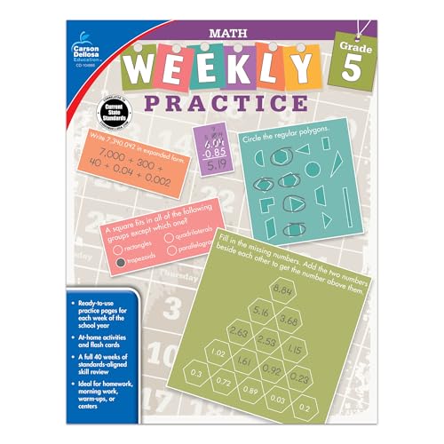 9781483827995: Carson Dellosa Math, Grade 5 Workbook (Weekly Practice)