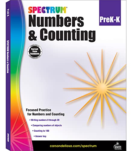 Imagen de archivo de Spectrum Preschool Numbers and Counting Math Workbook, Ages 3 to 6, Preschool Math Numbers and Counting, Practice Writing Numbers 0-20, Comparing Numbers of Objects, and Counting to 100 - 96 Pages a la venta por GF Books, Inc.