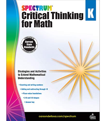 Imagen de archivo de Spectrum Critical Thinking for Kindergarten Math WorkbookGrade K State Standards, Counting Numbers, Learning Shapes, With Answer Key for Homeschool or Classroom (128 pgs) a la venta por Goodwill of Colorado