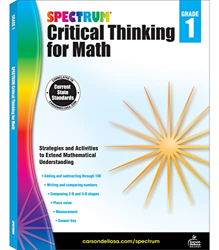 Stock image for Spectrum Grade 1 Critical Thinking Math Workbooks, Ages 6 to 7, 1st Grade Critical Thinking Math, Addition and Subtraction Through 100, Place Value, and Geometry Workbook - 128 Pages (Volume 14) for sale by Your Online Bookstore