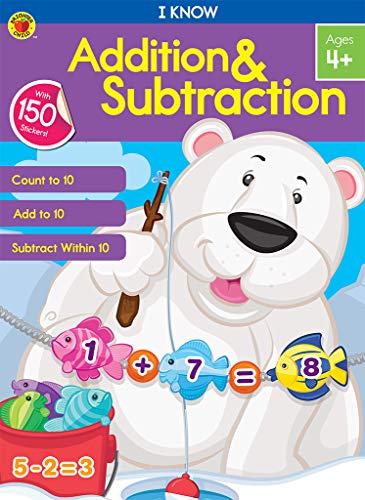 9781483844800: Carson Dellosa — I Know Addition & Subtraction Math Workbook for PK, 1st, 2nd Grade, 64 Pages with Stickers, Ages 4+