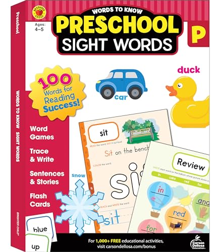 9781483849317: Words to Know Sight Words Preschool Workbook—Reading Activities, Games, Puzzles, Flash Cards, Tracing and Coloring Pages for Learning and Practice (320 pgs)