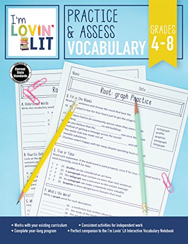 Beispielbild fr Im Lovin Lit Practice Assess: Vocabulary Workbook for Grades 48, Ages 914 zum Verkauf von clickgoodwillbooks