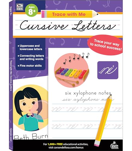 Beispielbild fr Carson Dellosa - Cursive Letters Activity Book for 2nd, 3rd, 4th, 5th Grade, Paperback, 128 Pages, Ages 7+ (Trace with Me) zum Verkauf von SecondSale