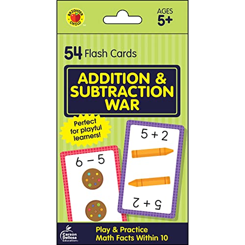 Stock image for Carson Dellosa | Addition and Subtraction War Flash Cards | Facts up to 10, Card Game, 54ct for sale by Ergodebooks