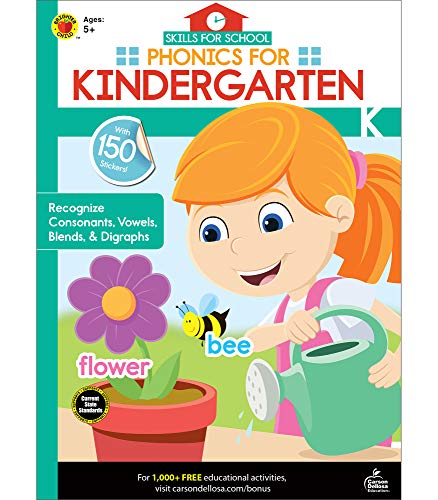 9781483853949: Carson Dellosa Skills for School: Phonics for Kindergarten Workbook―Activity Book for Learning Consonants, Vowels, Blends, Digraphs, Classroom or Homeschool Curriculum (64 pgs)