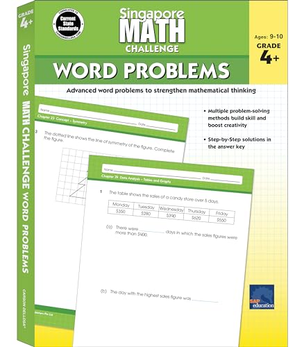 Stock image for Singapore Math Challenge Word Problems 4th Grade Math Workbooks, Singapore Math Grade 4 and Up, Equations, Area, Decimals, and Fractions Workbook, 4th . Classroom or Homeschool Curriculum (Volume 3) for sale by Half Price Books Inc.