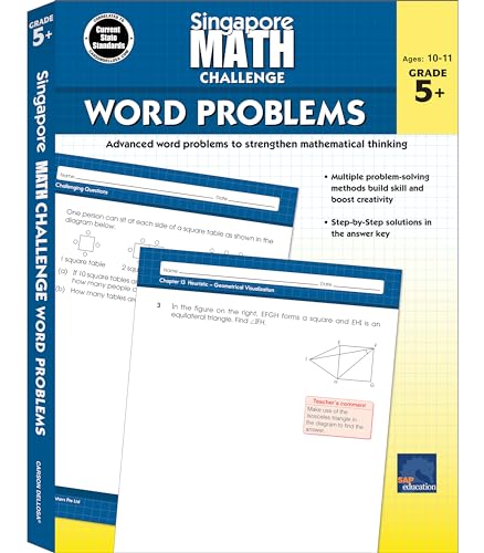 Stock image for Singapore Math Challenge Word Problems 5th Grade Math Workbooks, Singapore Math Grade 5 and Up, Division, Fractions, and Geometry Workbook, 5th Grade Math Classroom or Homeschool Curriculum (Volume 4) for sale by KuleliBooks