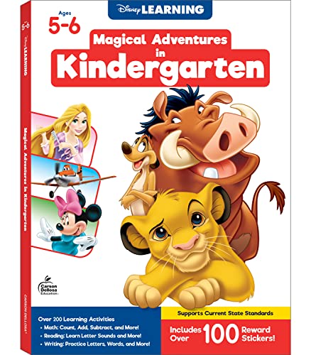 Beispielbild fr Disney Learning Magical Adventures in Kindergarten Workbooks, Math, Letter Recogntion, Reading Comprehension and Handwriting Practice, Lion King, Rapunzel, Mickey Mouse and Cars Kindergarten Workbooks zum Verkauf von Jenson Books Inc