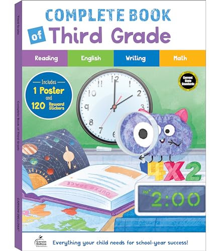 Stock image for Carson Dellosa The Complete Book of Third Grade Workbook-Reading Comprehension, Sentence Types, Contractions, Order of Operations, Math and ELA Practice, Classroom or Homeschool Curriculum (256 pgs) for sale by SecondSale