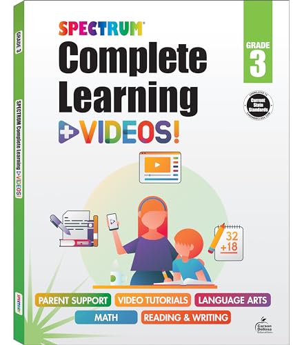 Imagen de archivo de Spectrum Grade 3 Complete Learning + Videos Workbook, 3rd Grade Math, Language Arts, and Reading Lessons With QR Codes to How-To Video Instructions and Examples, Classroom or Homeschool Curriculum a la venta por Ergodebooks