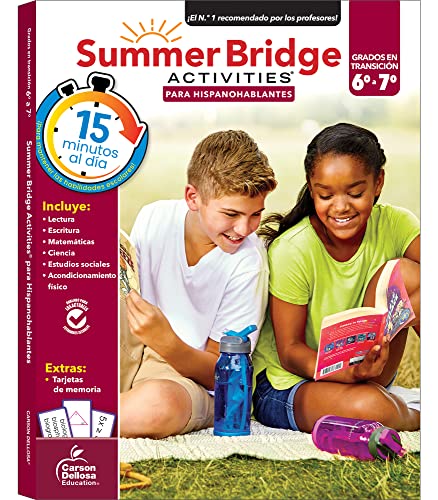 Stock image for Summer Bridge Activities Spanish Workbook, Bridging Grade 6 to 7 in Just 15 Minutes a Day, Reading, Writing, Math, Science, Social Studies, Summer Learning Activity Book With Spanish Flash Cards for sale by Red's Corner LLC