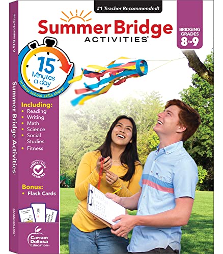 9781483866000: Summer Bridge Activities 8th to 9th Grade Workbooks, Math, Reading Comprehension, Writing, Science, Social Studies, Fitness Summer Learning, 9th Grade Workbooks All Subjects With Flash Cards