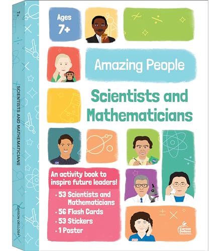 Imagen de archivo de Amazing People: Scientists and Mathematicians Activity Book, 1st Grade, 2nd Grade, 3rd Grade Workbooks With Flash Cards, Games, Puzzles, Motivational Poster, and Stickers, Activity Books for Grade 1 + a la venta por BooksRun