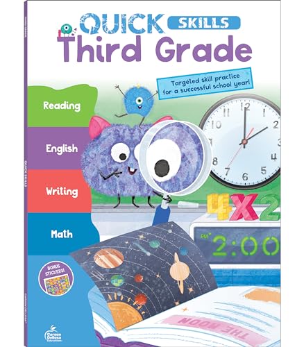 Stock image for Carson Dellosa Quick Skills 3rd Grade Workbooks All Subjects, Reading, Writing, ELA, Math Third Grade Workbooks, Phonics, Sentence Types, Multiplication, Division, Classroom or Homeschool Curriculum for sale by SecondSale