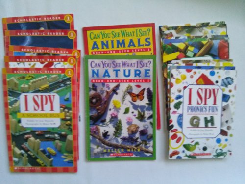 Scholastic Phonics Series Mix: Ispy a School Bus; I Spy Scary Monster; I Spy a Dinosaur's Eye; Ispy Pumpkin; Can You See What I See? Nature; Animals (Book sets for Kids: Pre School: Learning to Read) (9781483949345) by Jean Marzollo