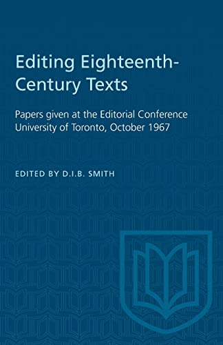 9781487573195: Editing Eighteenth-Century Texts: Papers given at the Editorial Conference University of Toronto, October 1967 (Heritage)