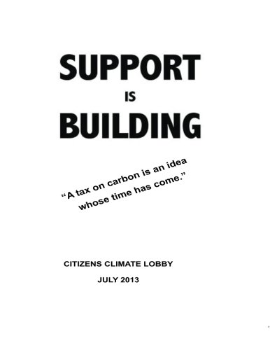 Stock image for Support Is Building: A Tax on Carbon is an Idea Whose Time Has Come for sale by Revaluation Books