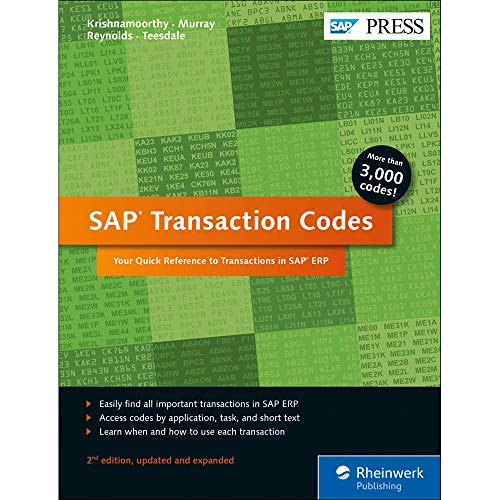 Stock image for SAP Transaction Codes: Your Quick Reference to T-Codes in SAP ERP (SAP PRESS) for sale by Goodwill