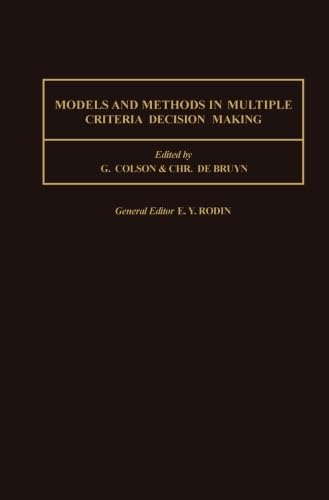 Beispielbild fr Models and Methods in Multiple Criteria Decision Making zum Verkauf von Revaluation Books