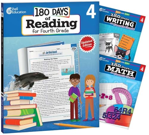 Stock image for 180 Days of Practice for 4th Grade (Set of 3), Assorted Fourth Grade Workbooks for Kids Ages 8-10, Includes 180 Days of Reading, 180 Days of Writing, 180 Days of Math for sale by Lakeside Books