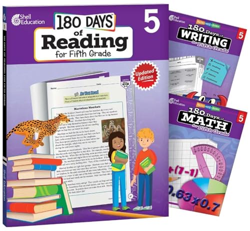 Stock image for 180 Days of Practice for Fifth Grade (Set of 3), 5th Grade Workbooks for Kids Ages 9-11, Includes 180 Days of Reading, 180 Days of Writing, and 180 Days of Math for sale by Lakeside Books