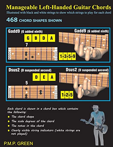 Imagen de archivo de Manageable Left-Handed Guitar Chords: Illustrated with black and white strings to show which strings to play for each chord a la venta por Save With Sam