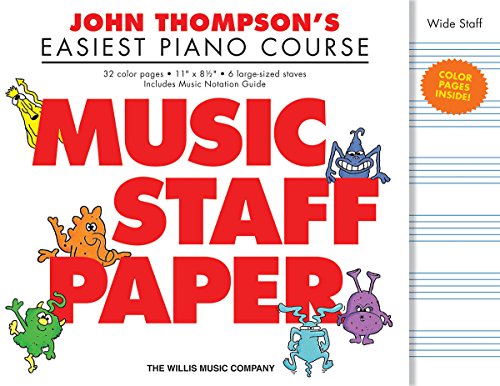 Stock image for John Thompson's Easiest Piano Course - Music Staff Paper: Wide-Staff Manuscript Paper in Color for sale by ThriftBooks-Atlanta