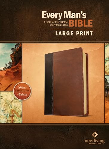 Beispielbild fr Every Man's Bible: New Living Translation, Large Print, TuTone (LeatherLike, Brown/Tan)  " Study Bible for Men with Study Notes, Book Introductions, and 44 Charts zum Verkauf von GoldBooks