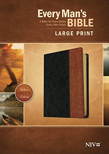 Stock image for Every Man's Bible NIV, Large Print, TuTone (LeatherLike, Black/Tan) ? Study Bible for Men with Study Notes, Book Introductions, and 44 Charts for sale by Patrico Books