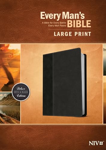 Stock image for Every Man's Bible NIV, Large Print, TuTone (LeatherLike, Onyx/Black) ? Study Bible for Men with Study Notes, Book Introductions, and 44 Charts for sale by Books Unplugged