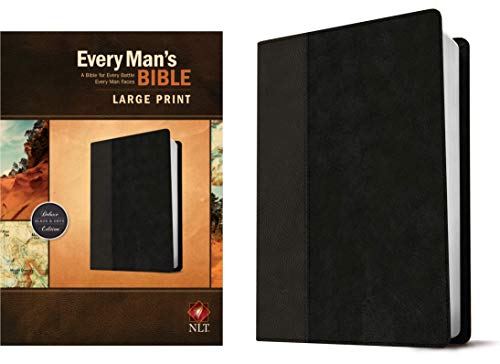Beispielbild fr Every Man's Bible: New Living Translation, Large Print, TuTone (LeatherLike, Black/Onyx) - Study Bible for Men with Study Notes, Book Introductions, and 44 Charts zum Verkauf von Russell Books