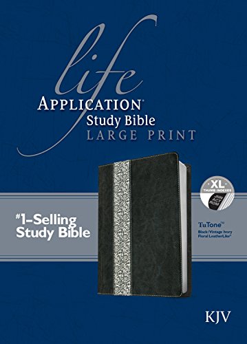 9781496417930: KJV Life Application Study Bible, Second Edition, Large Print, Tutone (Red Letter, LeatherLike, Black/Vintage Ivory Floral, Indexed)