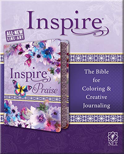 Stock image for Tyndale NLT Inspire PRAISE Bible (LeatherLike, Purple Garden): Coloring Bible  Over 500 Illustrations to Color and Creative Journaling Bible Space, Religious Gifts That Inspire Connection with God for sale by BooksRun